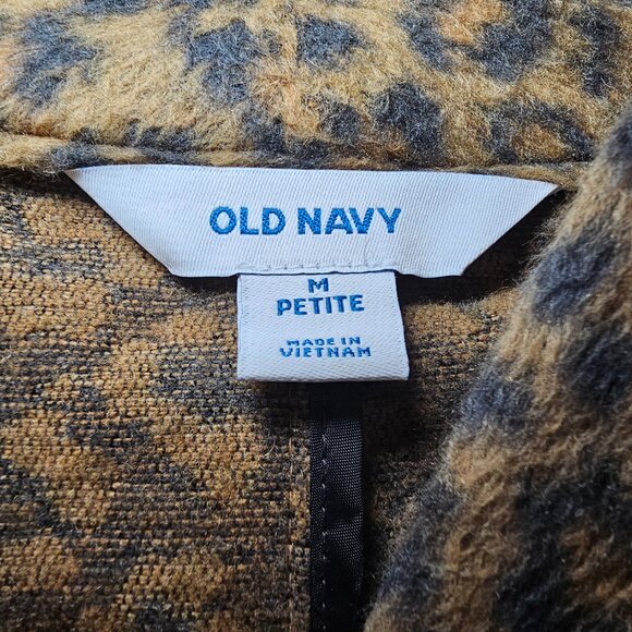 Old Navy Leopard Print Long Line Cardigan Coat Wool Blend Buttoned Unlined MP - Picture 8 of 14